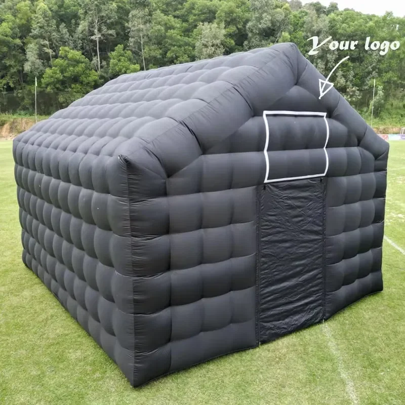 Grand Cube Gonflable Noir pour Boîte de Nuit, Tente de Mariage, Gazébo Carré, Salle d'Événement, Grand Pavillon de ixPortable Mobile pour Arrière-Cour