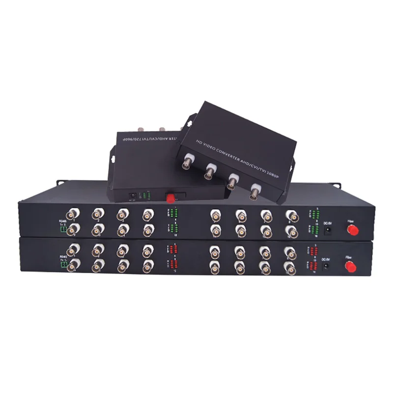 1080P 2MP 1/2/4/8/16CH CVI/TVI/AHD to Fiber Extender BNC Coax Fiber Optical Converter Transceiver With RS485