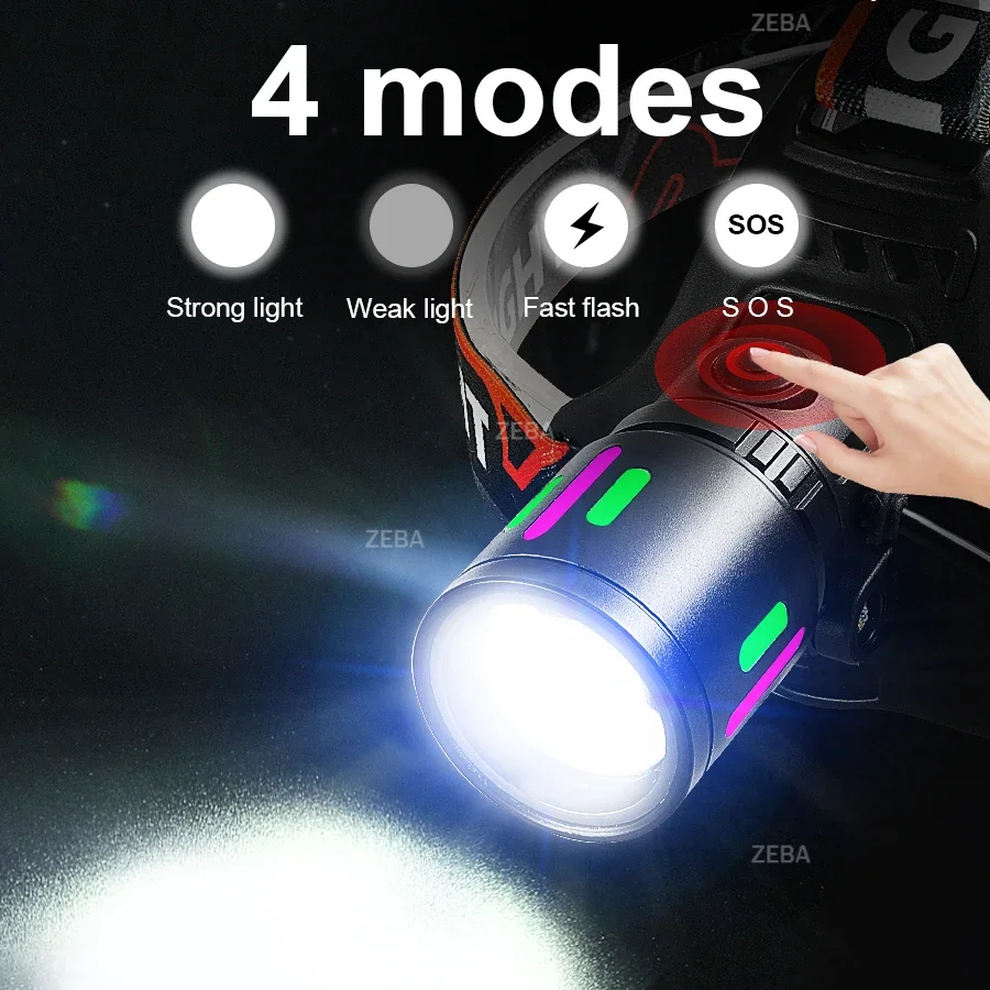 3500000LM Most Powerful LED Headlight Super Bright Headlamp USB Rechargeable Head Torch Outdoor Lantern For Camping Fishing