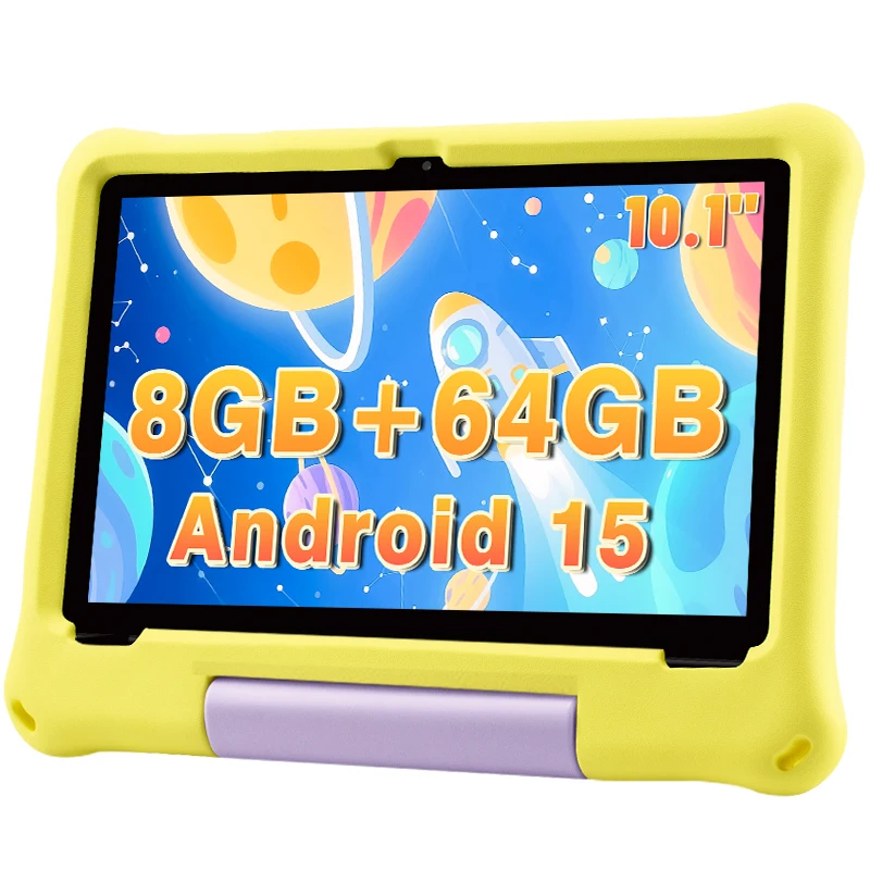 Kids Tablet, Android 15 Tablet for Kids 10.1 inch Octa-Core with Case, 8GB 64GB 1TB Expand for Toddler Children Parental Control