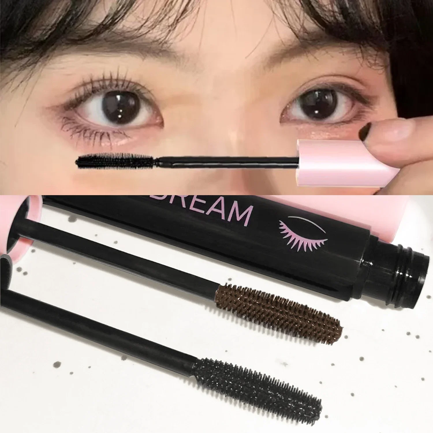JUJU DREAM Brightening Eye Mascara es largo, grueso, naturalmente rizado y ampliiza los ojos, resistente al agua y al sudor.