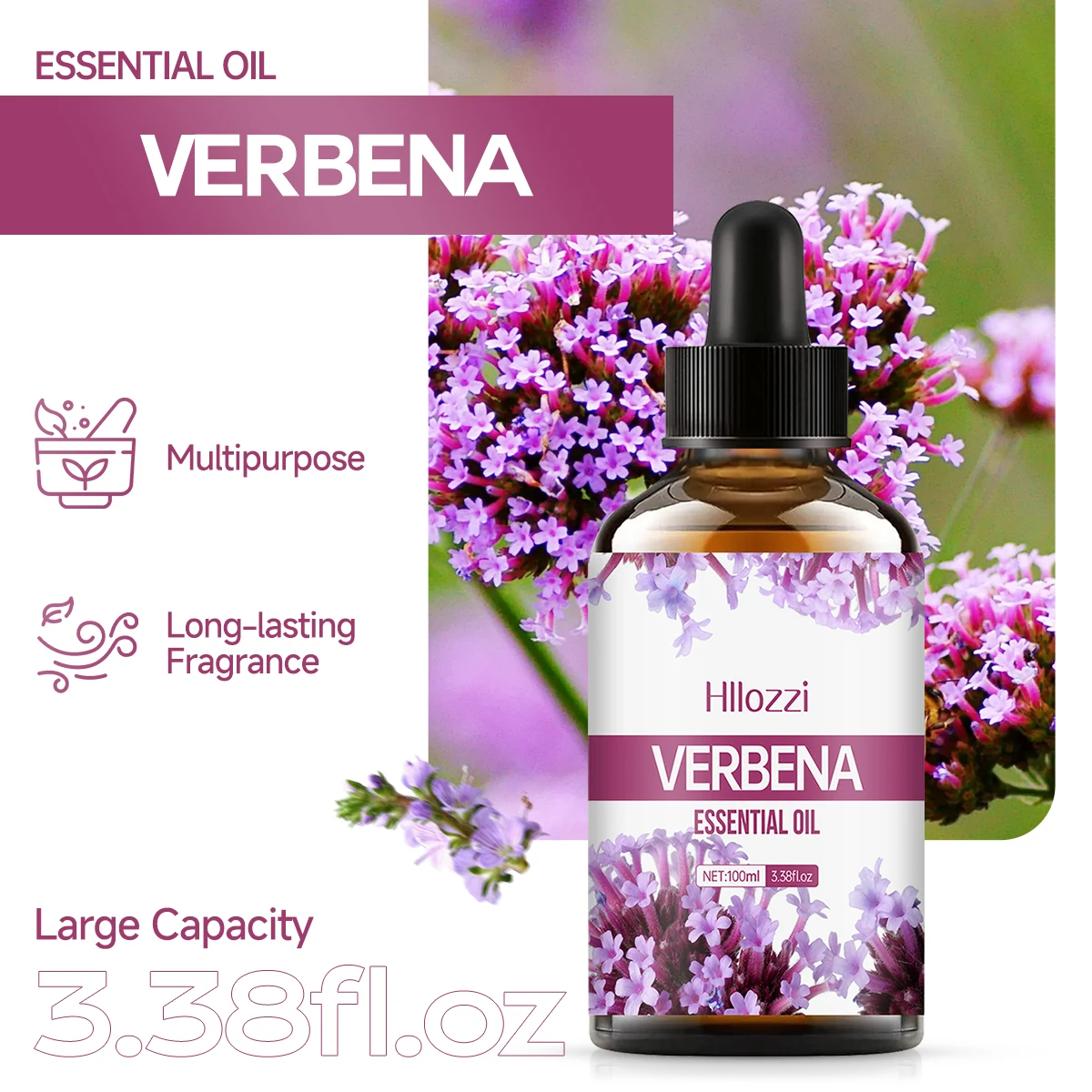 VERBENA ESSENTIAL OIL A High-Quality Moisturizing Nourishing Massage Oil With a Refreshing Scent, Suitable for All Skin Types