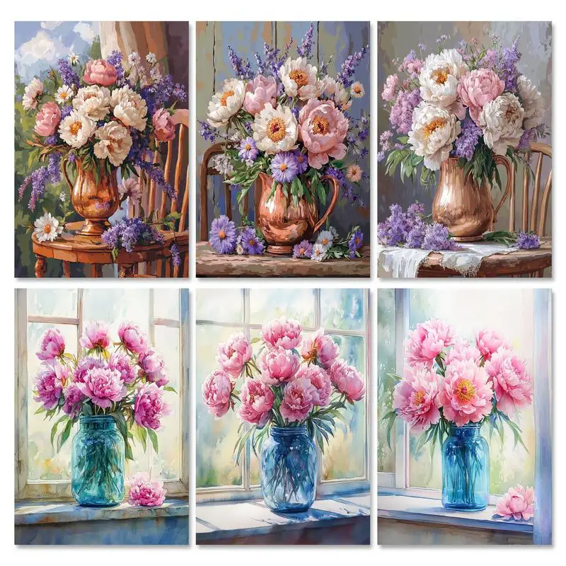 

Рамка RUOPOTY, картина по номерам для взрослых, наборы с цветами, поделки своими руками, акрил на номерам, набор для рисования для декора стен