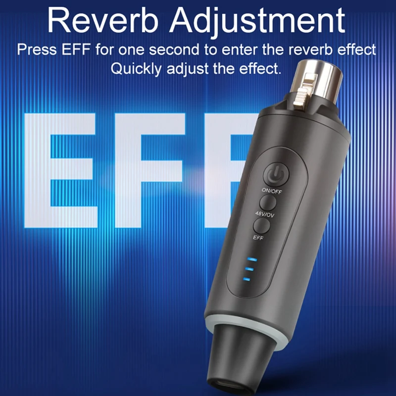 New 2.4G XLR Microphone Wireless Transmitting & Receiving System Dynamic Condenser Microphone Reverberation Adjustment