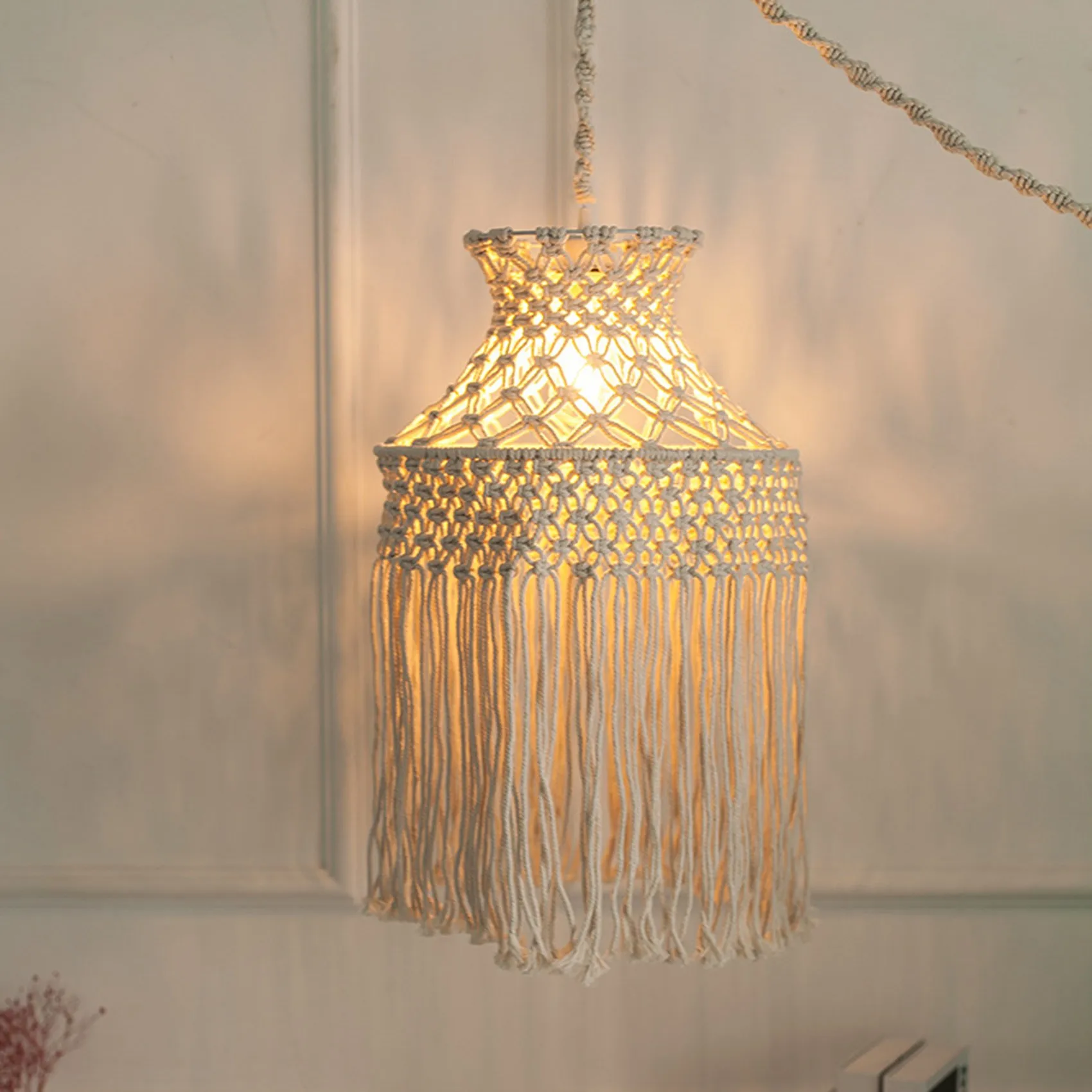 Northern Europe Ins Chandelier Bohemia Handmade Woven Lampshade Creative Homestay Home Soft Decoration for Livingroom