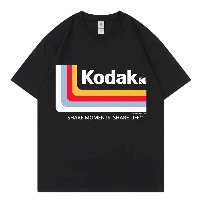 Korean T Shirt Men Hip Hop Japanese Kodak Print Cotton T Shirt Streetwear Tee Harajuku Oversized Short Sleeve T-Shirt Women Tops