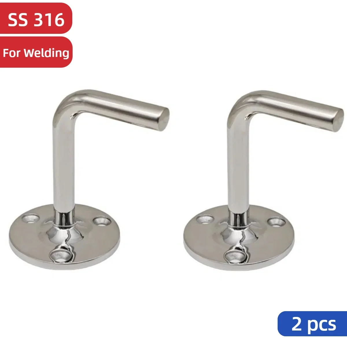 2 PCS 316 Stainless Steel Stair Railing Balustrade Handrail Bracket for Welding to Railing