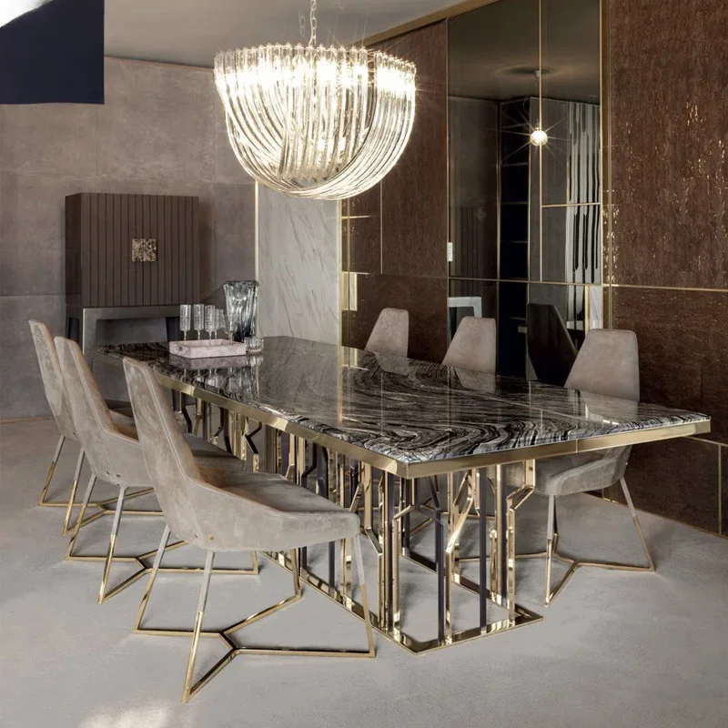 

# Hot Rectangular Ginza 8 Seater Metal Stone Italian Modern Dinning Tables Luxury Marble Dining Tables