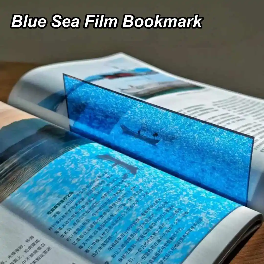 

Highly attractive bookmark PET soft film blue sea surfing Sunrise Sunset semi transparent Bookmarker Film bookmark Reading Gift