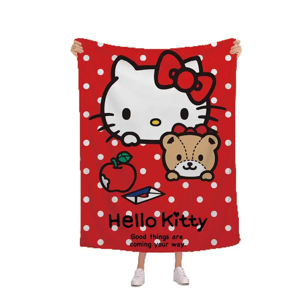 

1.5*2m Sanrio Hello Kitty Soft Plush Blanket Cinnamoroll Luxury Double Sided Plush Blankets Portable Cute Small Quilt Nap Towels