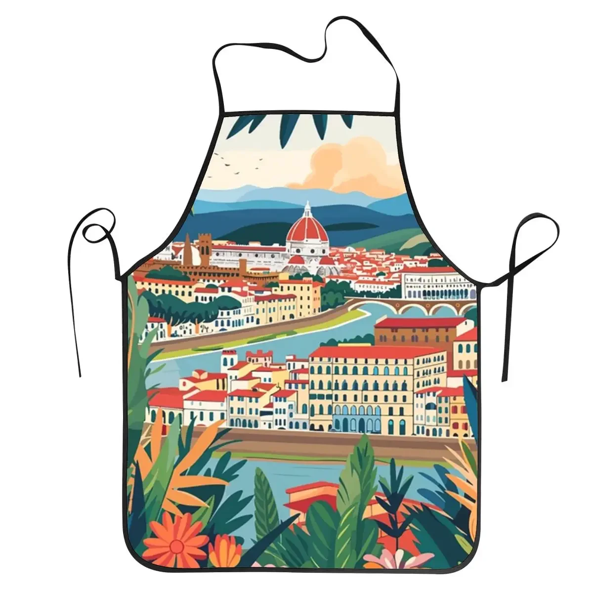 

Florence Art Italy Apron Chef Cooking Cuisine Tablier Waterproof Bib Kitchen Cleaning Pinafore for Women Men Gardening