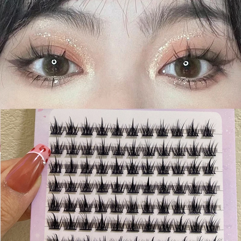 12 Rows Mink Fox Effect False Eyelashes Individual Cluster Extension Eyelash Segmented Lashes Fox Eye Effect Single Eyelashes