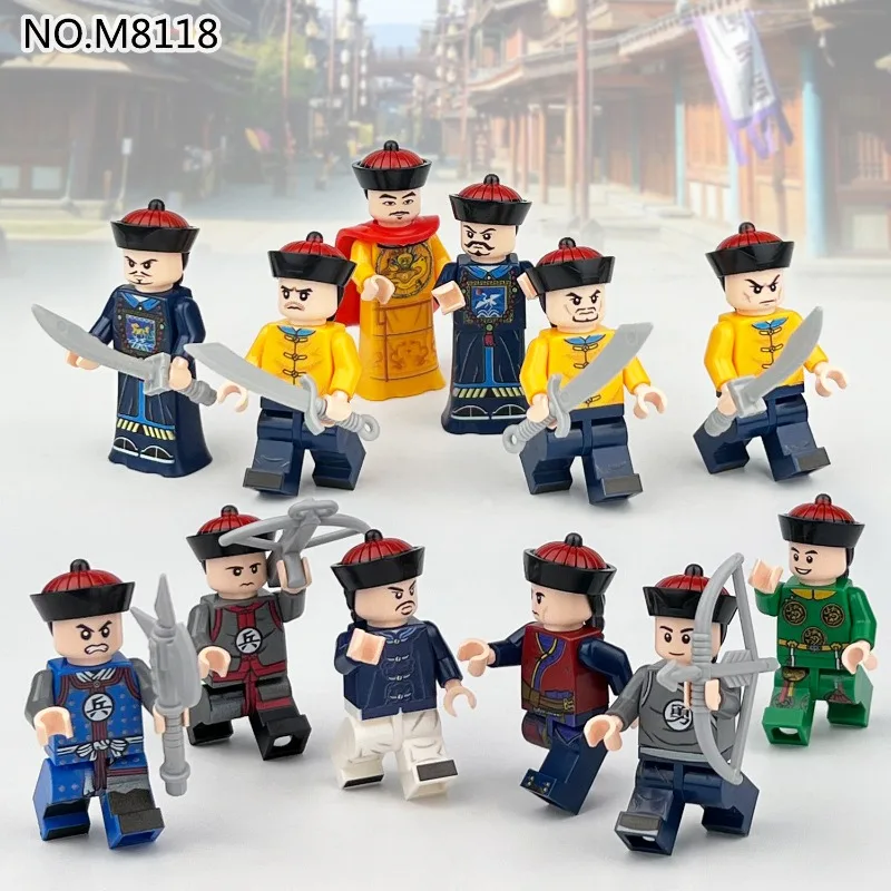 M8118 Ancient Chinese Soldiers Emperor Patrolling Minifigures Small Particles Children Building Block Toys