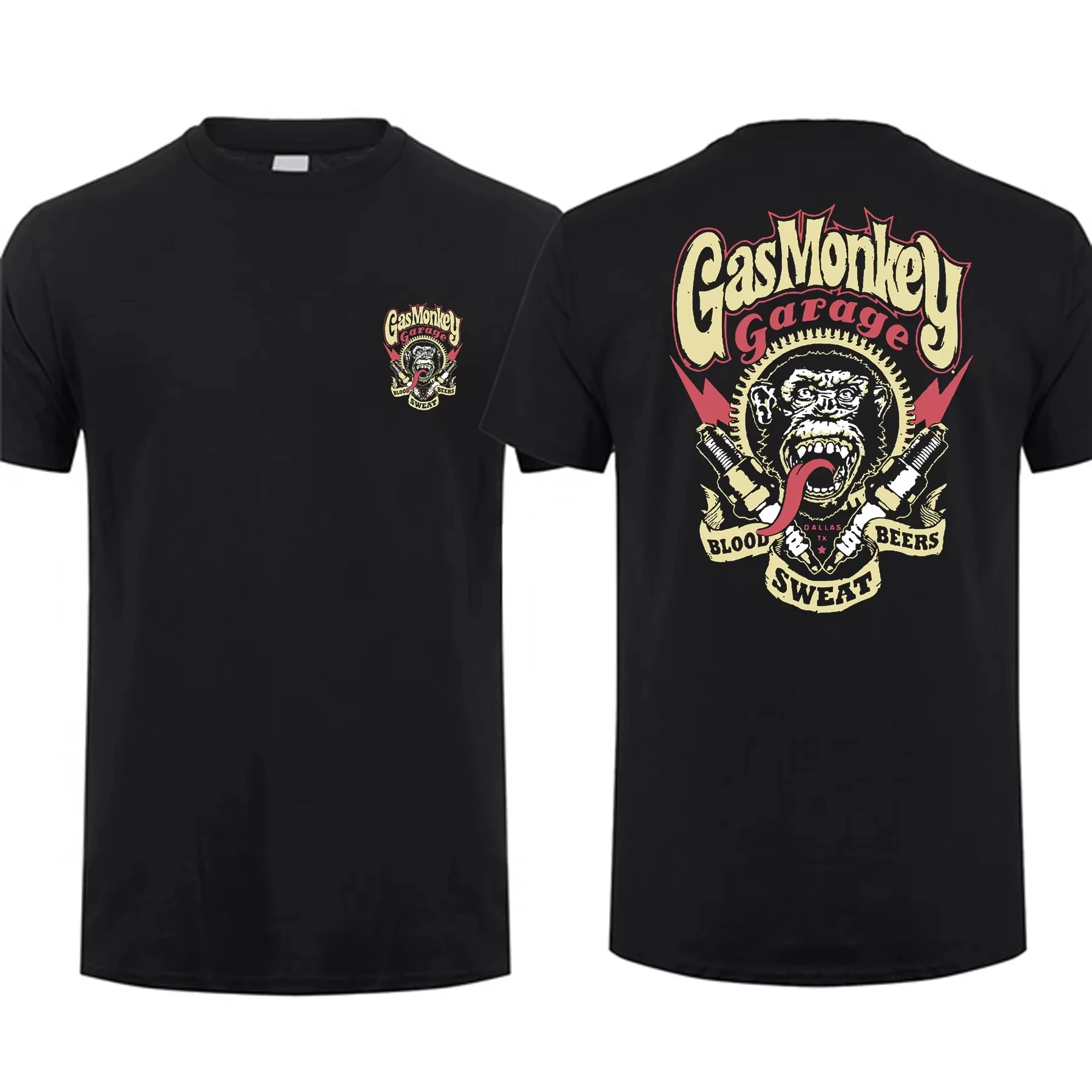 New Men's Double Sided Gas Monkeys Garage Printed Cotton T-Shirt Summer Short Sleeve O-neck Tees Streetwear Oversized Tops image 3
