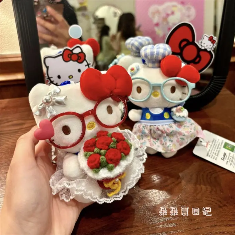 

Kawaii Hello Kitty Sanrio Student Cute Cartoon Plush Toy Keychain Children Bag Pendant Decoration Doll Christmas Gifts for Kids