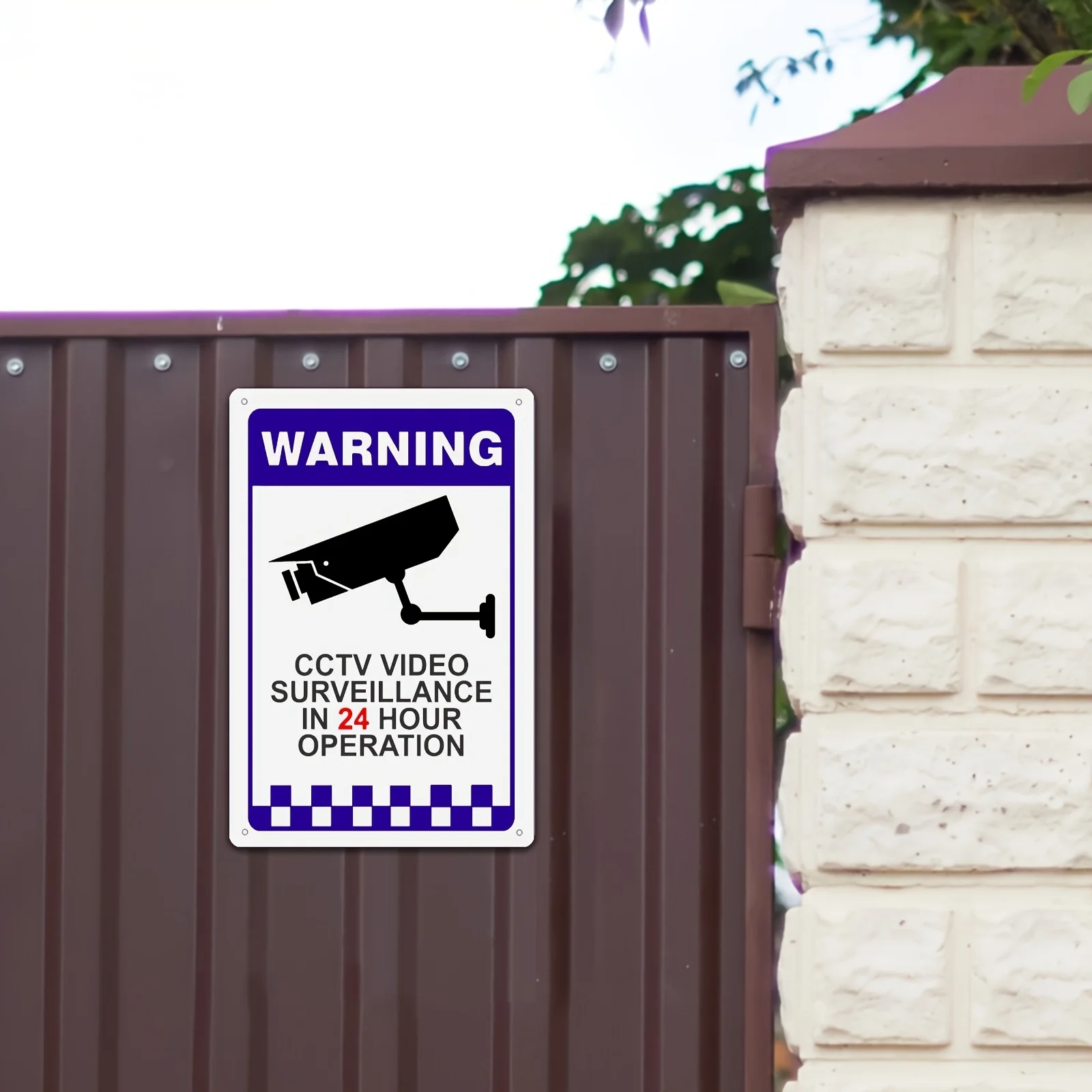 2D Flat - 1pc Vintage CCTV Security Warning Sign - 8x12 Inch Metal Wall Decor with Barbed Wire Border, 24/7 Surveillance, No Fra