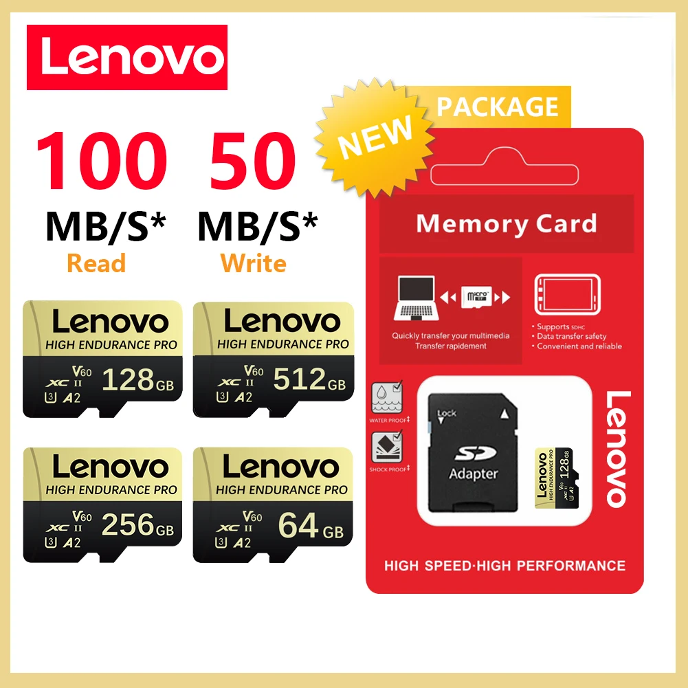 Lenovo 512GB Extreme pro Micro SD Card V60 U3 High Speed TF Flash Memory Card for Nintendo Switch DJI Drone 256GB 128GB