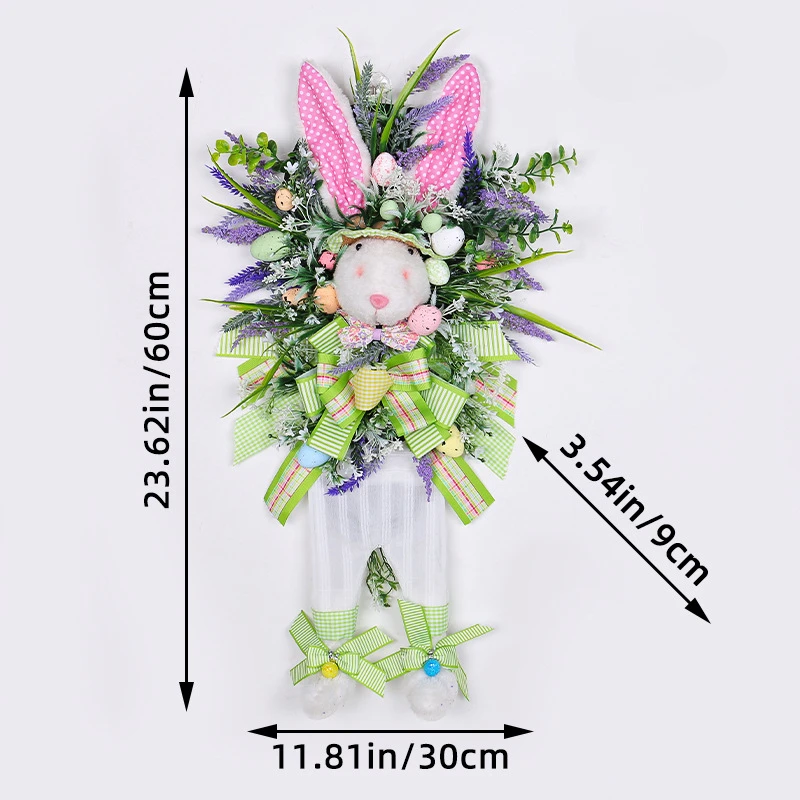 Resurrection Bunny Decorative Wreath Hanging Easter Cartoon Theme Simulation Plant Door Hanging Decorations