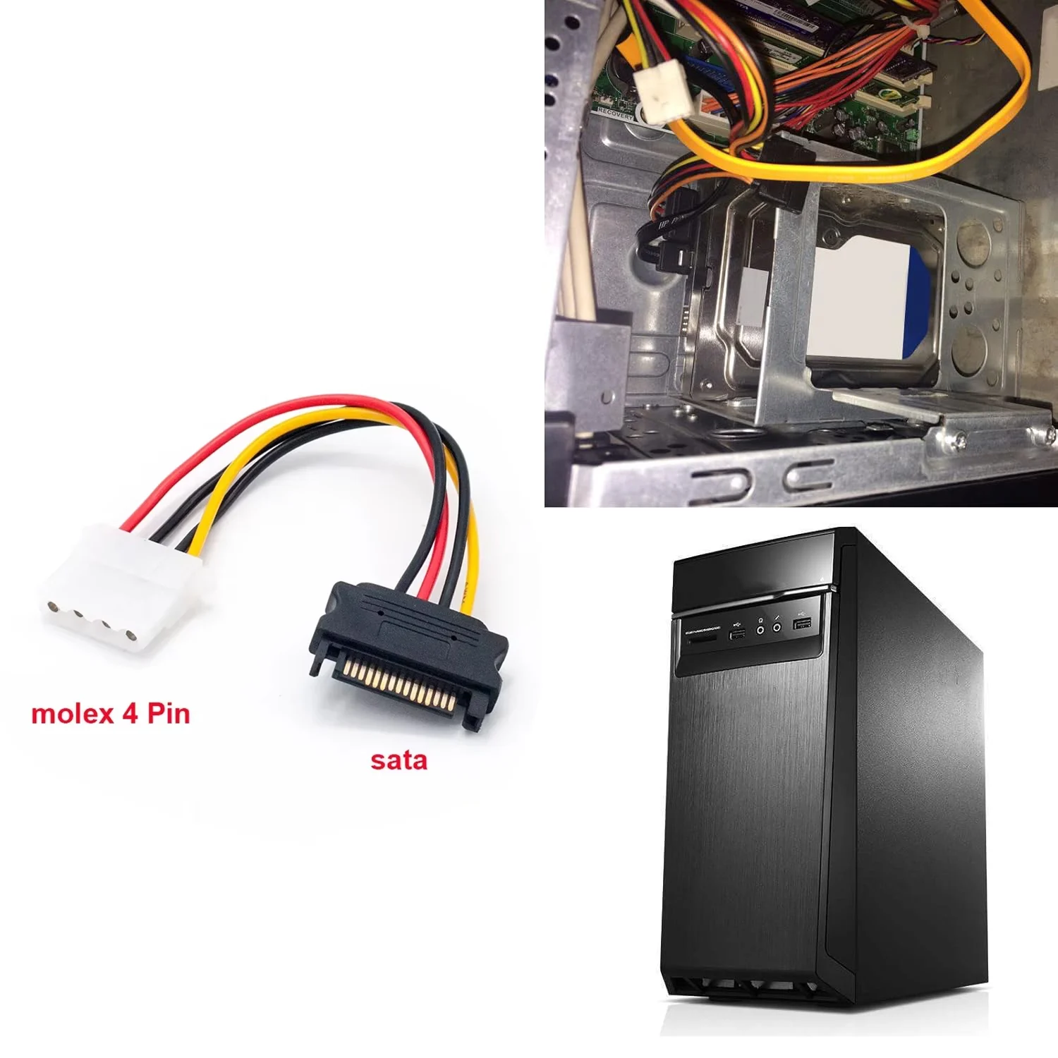 SATA Power Cable 4 Pin Female Molex IDE To 15 Pin Male SATA Extension Cord Hard Drive Disk 5V Power Supply Cable Adapter For PC