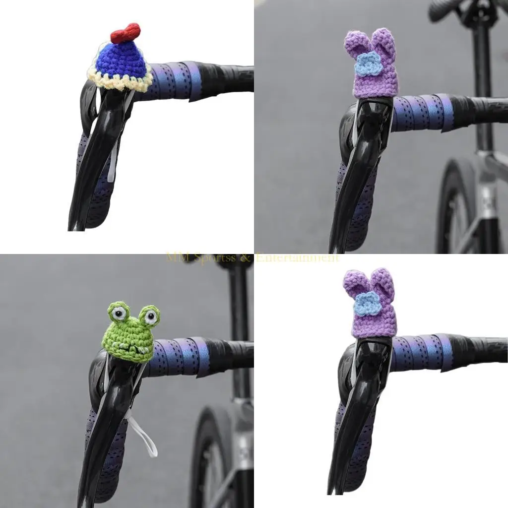 

31BE Road Bike Brake Lever Caps Childrens Bike Decoration Cartoon Knitted Hat Decorative Caps Cycling Bicycles Brake Part