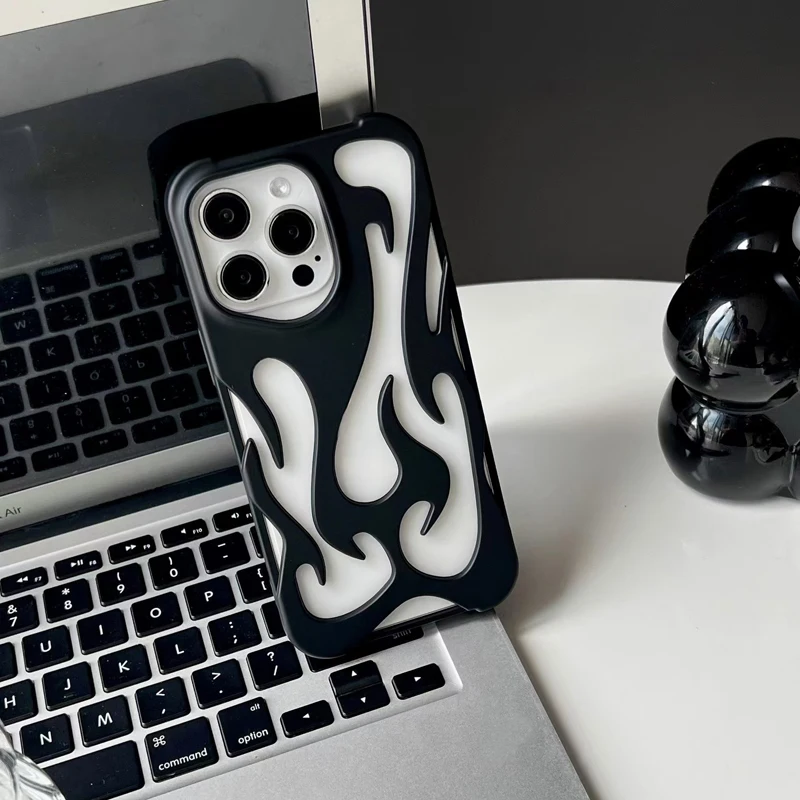 Fashionable Hollow 3D Flame Pattern Mobile Phone Case for iPhone 15 13 12 11 14 Pro max 15 Plus Ultra-Thin image 5