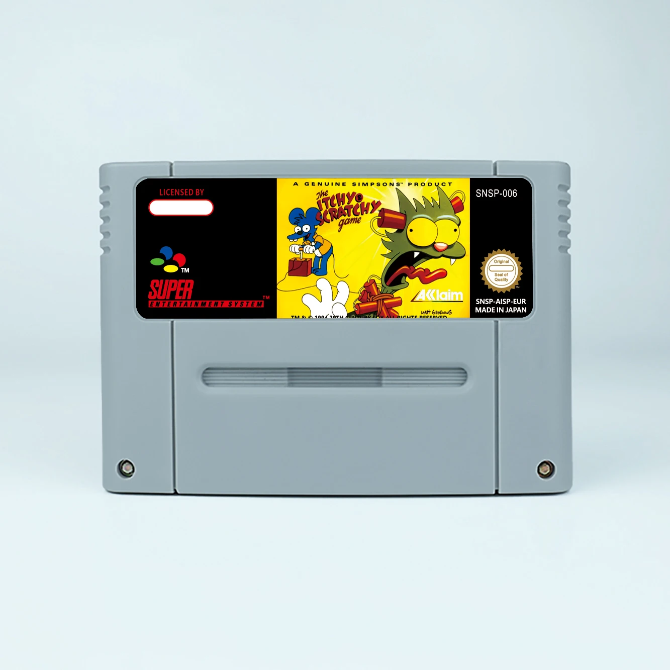 Gioco Itchy & Scratchy, Il gioco d'azione per la scheda di gioco SNES a 16 bit per la console per videogiochi SNES versione EUR PAL PER Nintendo