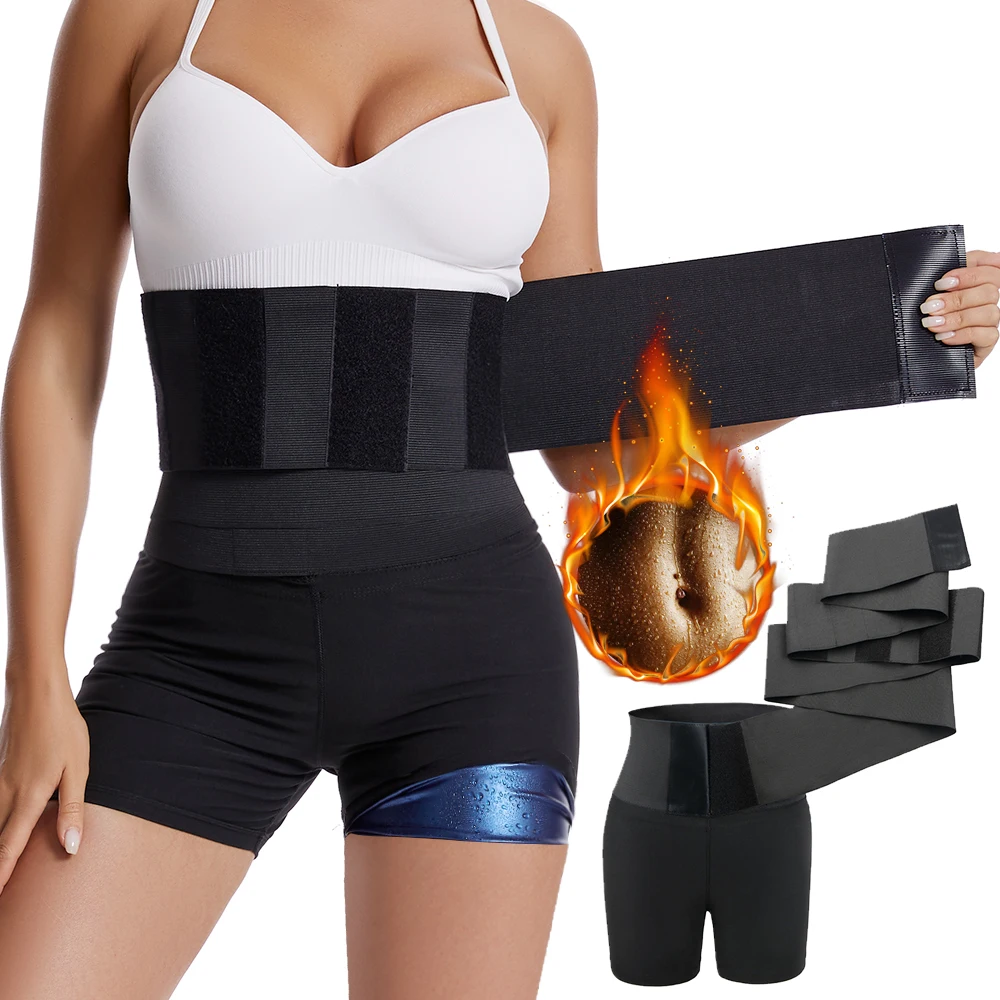 

Women Sauna Sweat Shorts Waist Trainer Belly Bandage Wraps Workout Shapewear Slimming Belt Tummy Control Panties Body Shaper