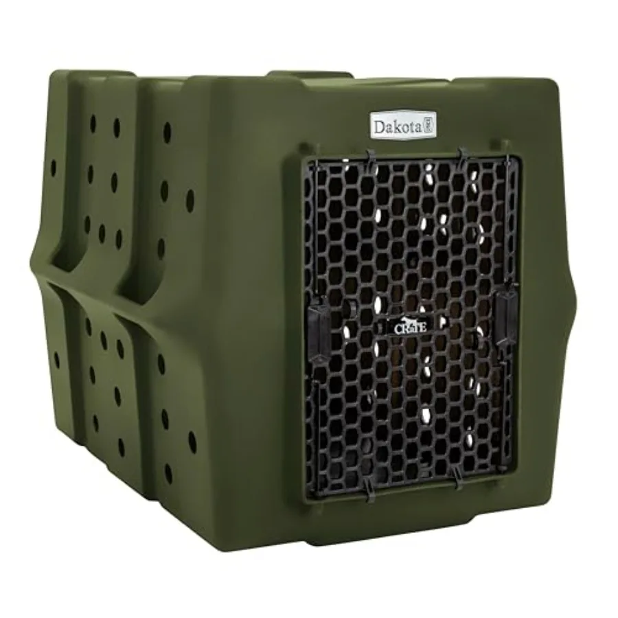 

Outdoor kennel for breed dogs: heavy-duty steel crate in black, featuring rough-and-tough design, removable two-way door, and e