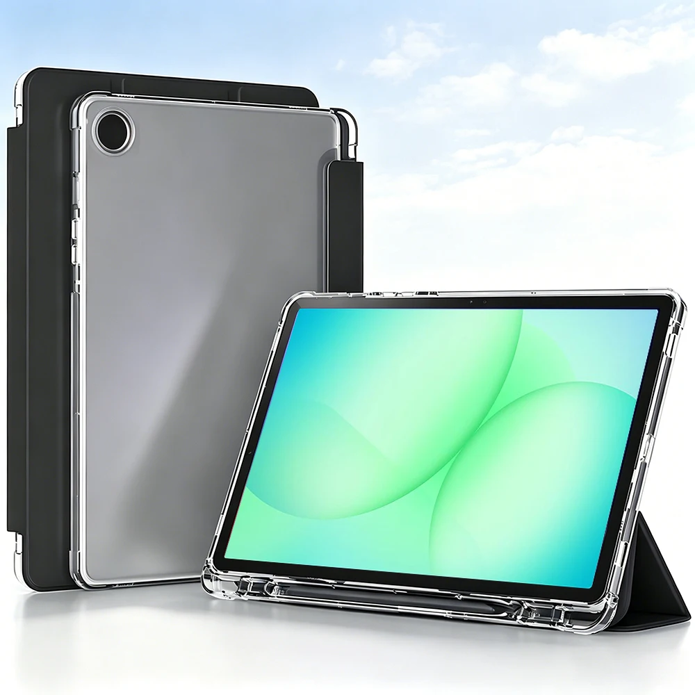 For Samsung Galaxy Tab A11 +Plus SM-X230 2025 / A9+ Plus SM-X210 2023, Magnetic Flip Smart Cover ,Transparent Pencil Holder Case