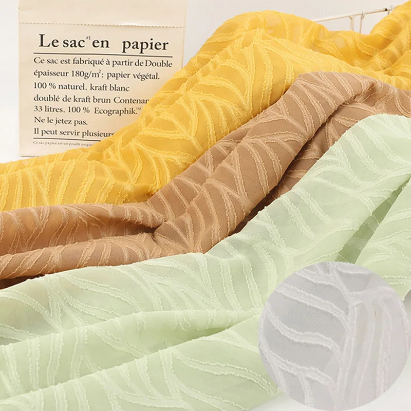 

Шифоновая ткань с цветком морской травы, полиэстер, весенне-летняя модная женская одежда, жаккардовая ткань с цветочным узором