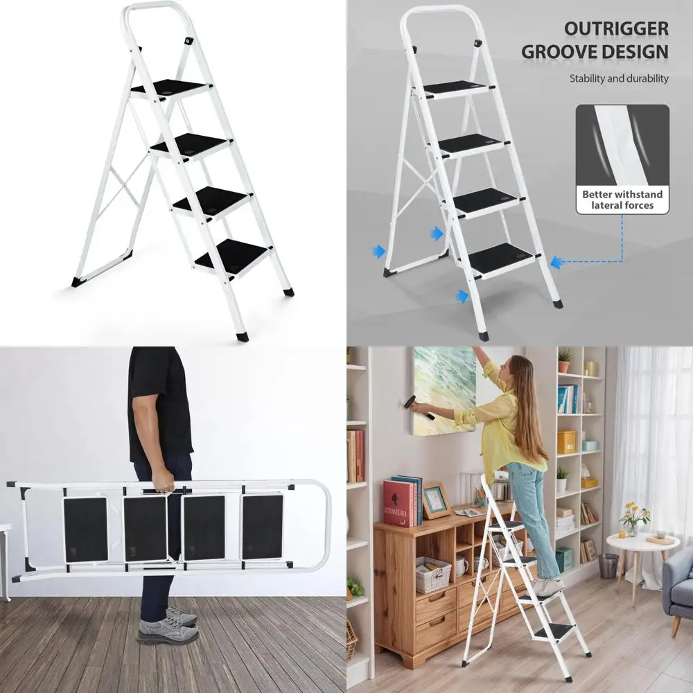 

портативный складной табурет-ступенька для взрослых - легкая высокая белая лестница для домашнего использования на кухне