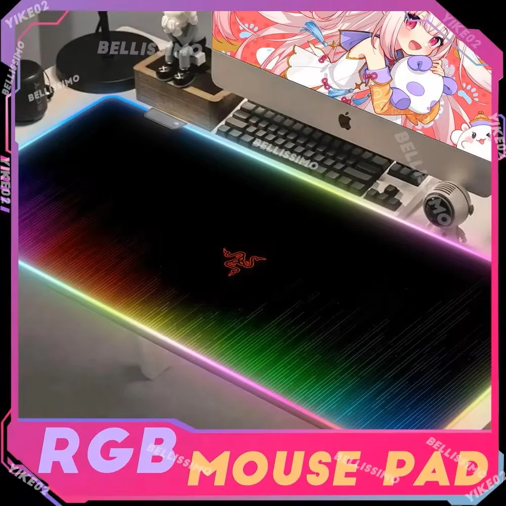 

R-Razer Mouse Pad RGB Pc Accessories LED Gaming Mouse pads Desk Mat E-sport Table Protector Neon Keyboard Mat Backlit Carpet Rug