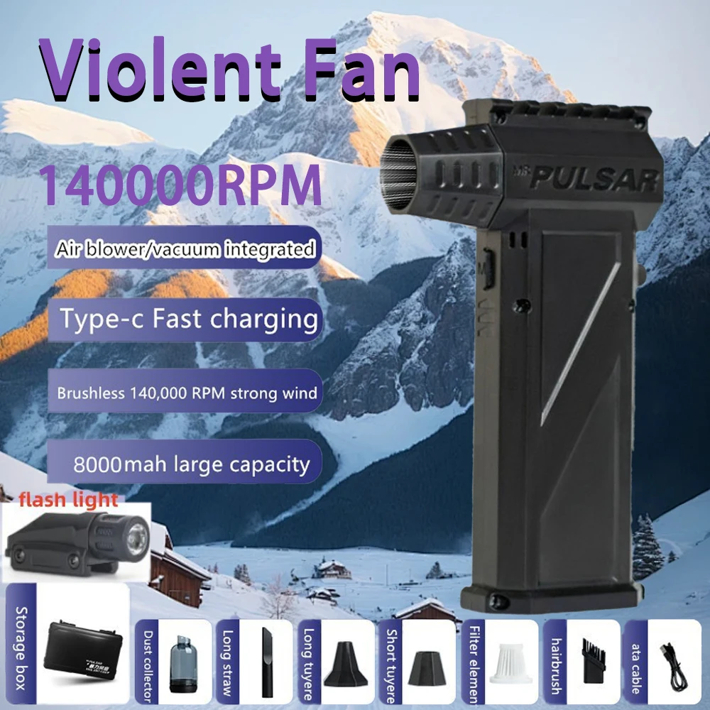 Turbo Jet Fan X3 Pro Violent Fan 140000 RPM Powerful Air Blower Vacuum Dust Cleaner Type-C Charging Brushless Turbo Jet Blower