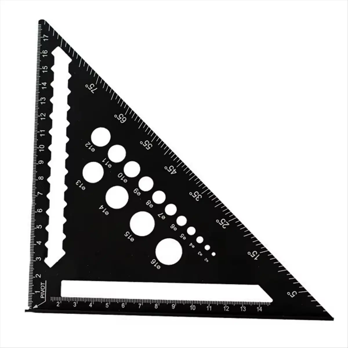 A56K Triangle Ruler 7inch Aluminum Angle Protractor Speed Metric Square Measuring Ruler for Building Framing Tools Gauges