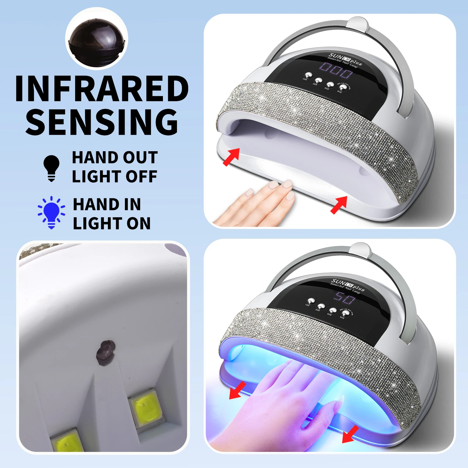 Professionele UV-nagellamp 57 LED gel nagellakdroger met 4 timer automatische sensor manicure uithardende nagellamp voor salongereedschap