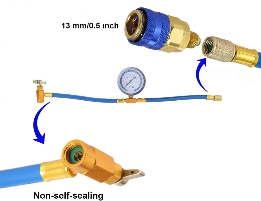 R134A Charging Hose Kit with BPV31 Piercing Valve Low Side Quick Couple 1/4