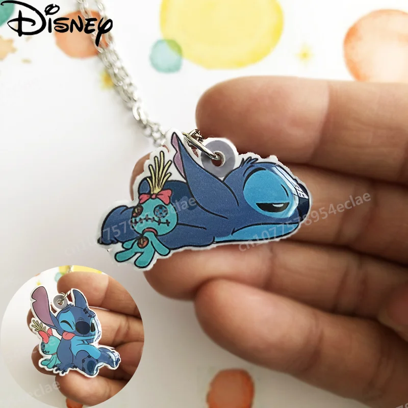 Disney Stitch Kawaii Hot Shrink Necklace for Kids DIY Resin Acrylic Accessories for Girls and Boys Stylish Decorative Kids Gifts