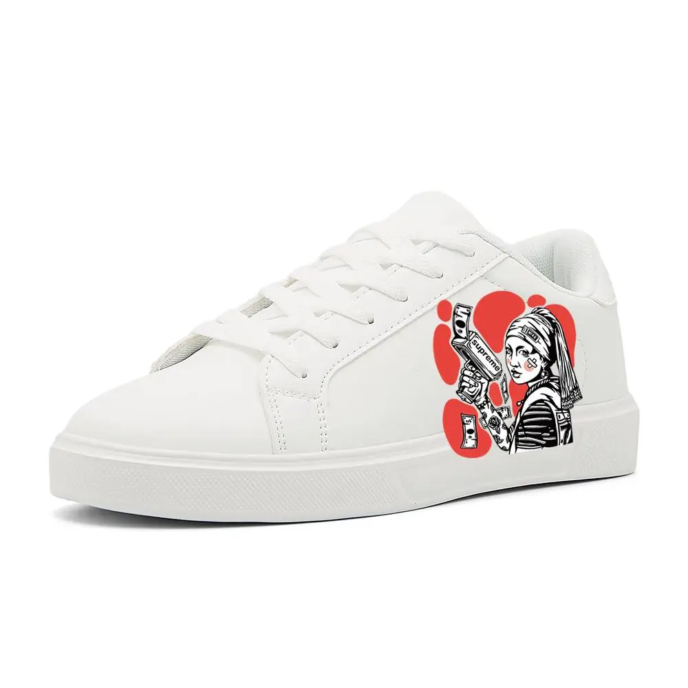 

Men's White Minimalist Sneakers: Classic – Leather Upper, Easy to Clean & Maintain Spray paint graffiti white shoes