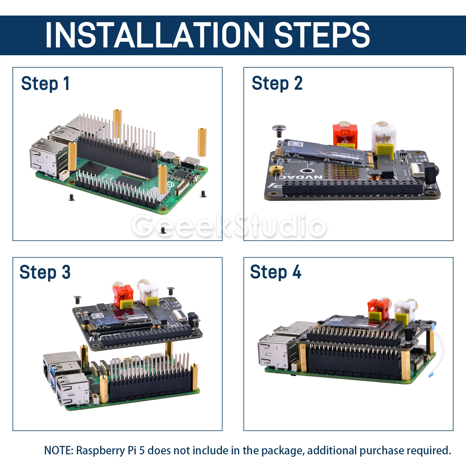 Czapka NVDAC karta rozszerzenia do Raspberry Pi 5 DAC Standard i PCIe do NVMe SSD