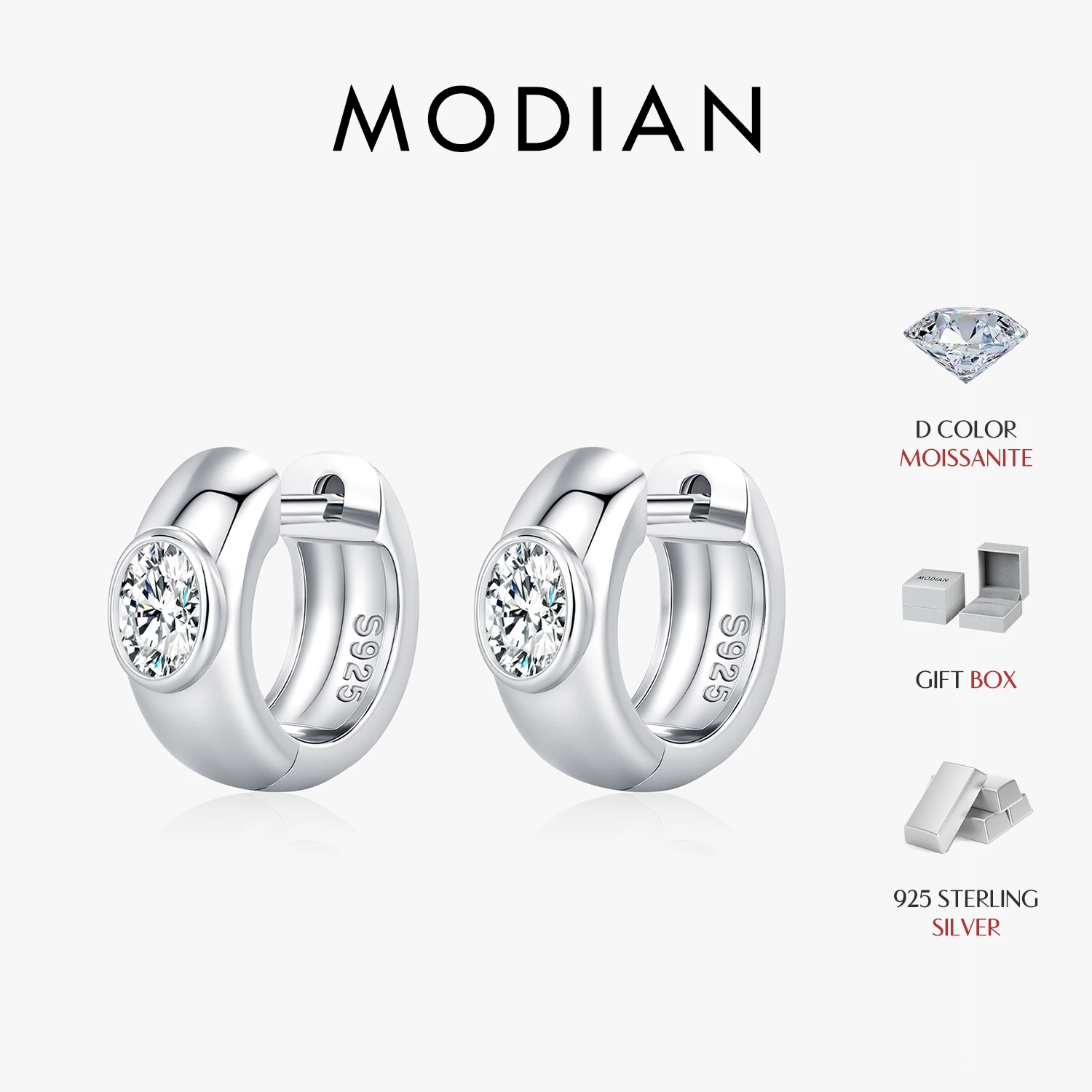 

Серьги-кольца MODIAN с овальными муассанитами и искусственными бриллиантами, из стерлингового серебра 925 пробы, изысканные, сверкающие, для женщин, ювелирные изделия высокого качества