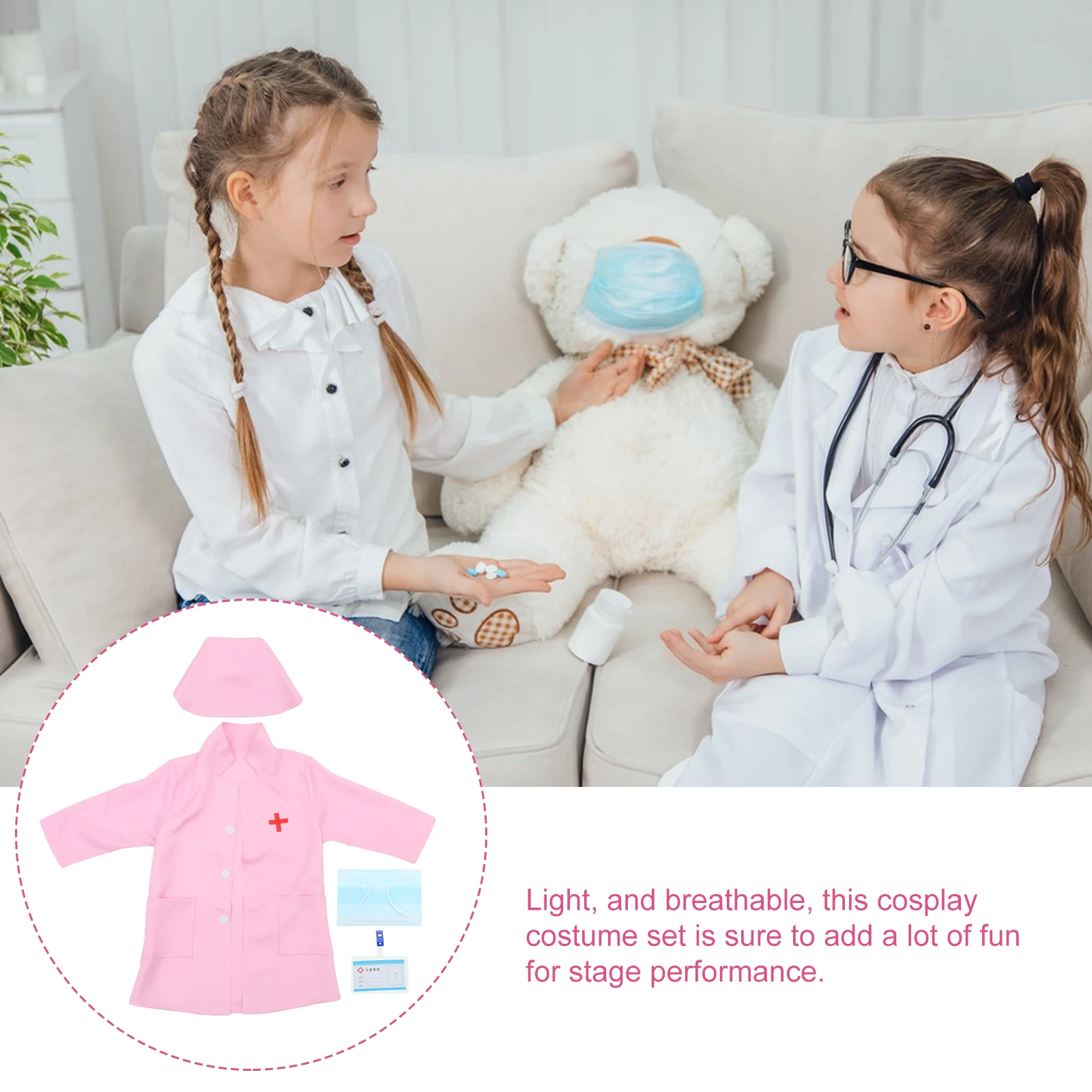 

Children Doctor Costume Kids Coat Stethoscope Lab Blue Toddler Set Washable Clothes cosplay supplies toddler doctor kids costume