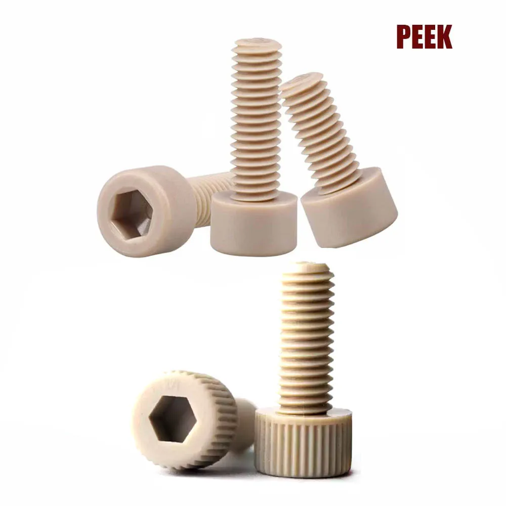 1/2/4pcs DIN912 M2 M2.5 M3 to M10 PEEK High-strength-temperature Resistant Hexagon Hex Socket Smooth Cap Head Allen Screw Bolt