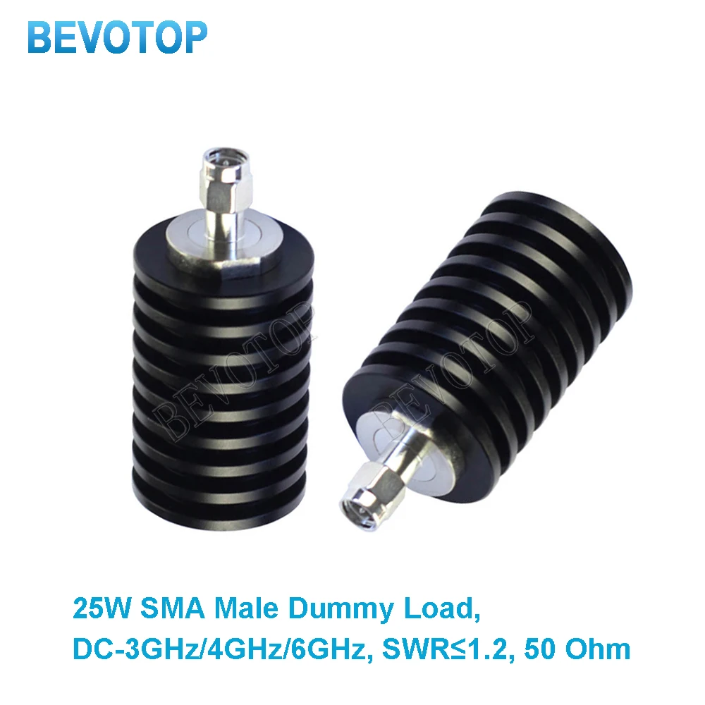25W SMA Male RF Coaxial Termination Dummy Load SWR＜1.2 50Ohm  3GHz/4Ghz/6GHz Connector Socket Brass Straight Coaxial RF Adapter