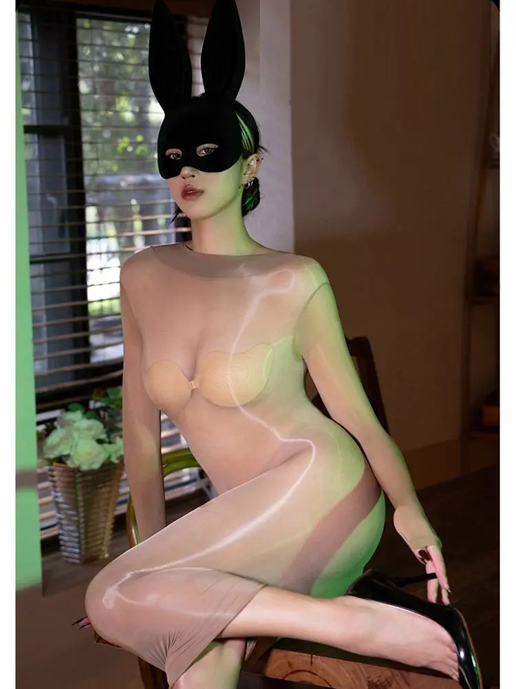 طويلة الأكمام لامعة لامعة فستان ميدي الجوارب ، مثير مثير شفافة Bodycon ، حزمة فساتين الورك ، الملابس الداخلية ، 8D النايلون