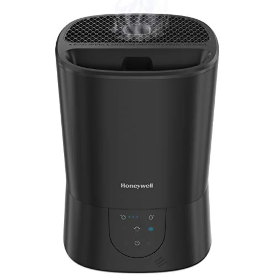

Easy-to-Care Filter Free Warm Mist Humidifier Medium Rooms 1.5 Gallon Tank Humidistat for Bedroom Home or Office Black