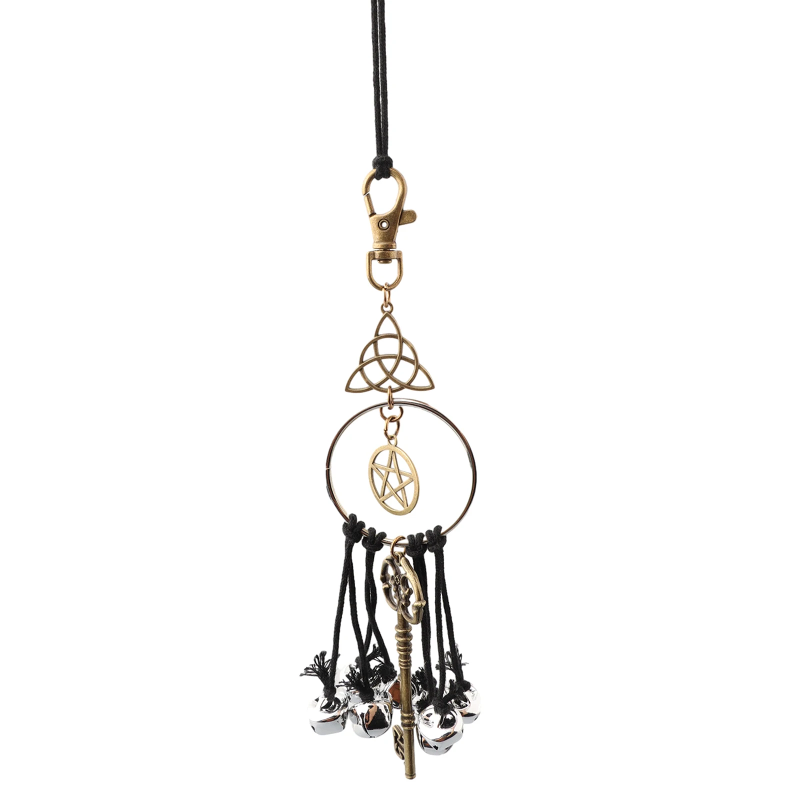 Witch Bell Pendant for Door Knob or Car Mirror with Traditional For Protection Motif for Witchy Home Office Decor