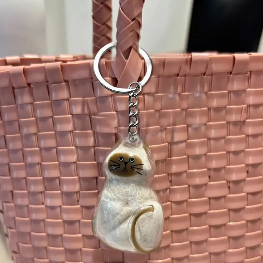 Cute Cat Dog Hair Memory Keychain Transparent Capsule Pendant Hair Storage Animal Fur Box Keychain Memorial Dustproof Box Gift
