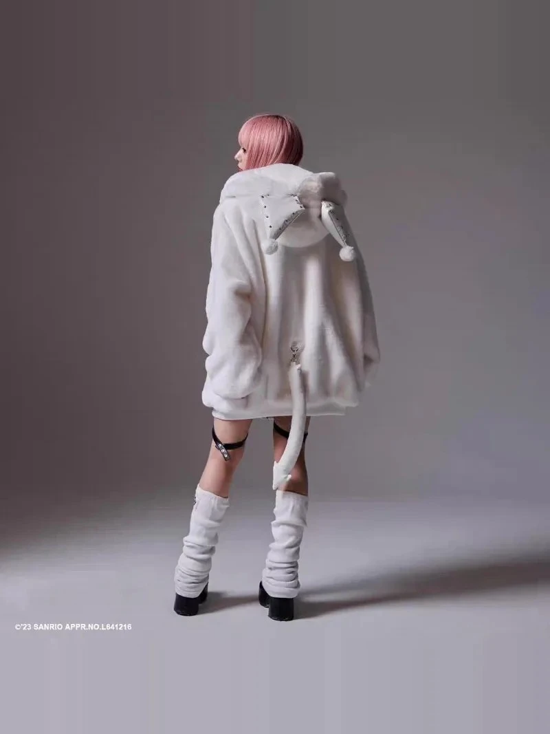 Neue Herbst Winter Harajuku Subkultur Plüsch Jacke Niedlichen Cartoon Hoodies Damen Verdickt Plüsch Sweatshirt Zipper Strickjacke Mantel