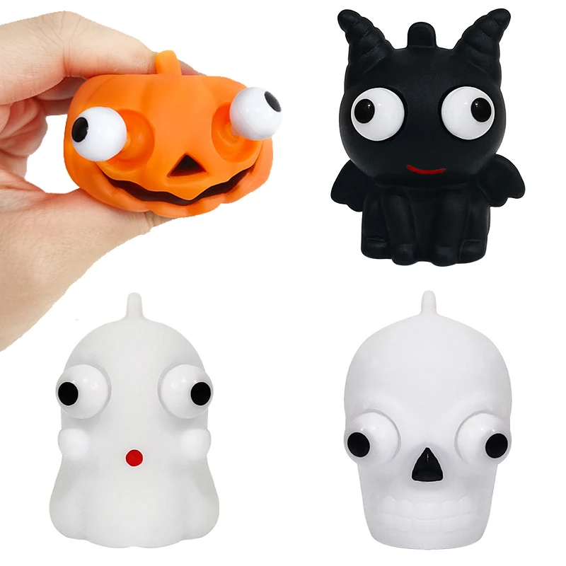 

Children's Halloween Squeezing Pinching Toys Pumpkin Ghost Skull Pressing Glaring Vent Props Finger Sensory Decompression Toys