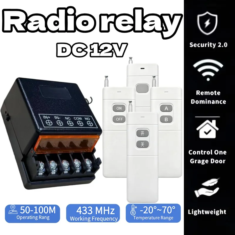 433Mhz Wireless Remote Control Switch DC 12V 24V 30A High Power Relay Receiver 3000 Meters Remote ON OFF for Electric Device